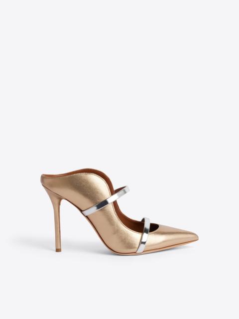 Maureen 100 Gold & Silver Leather Mules