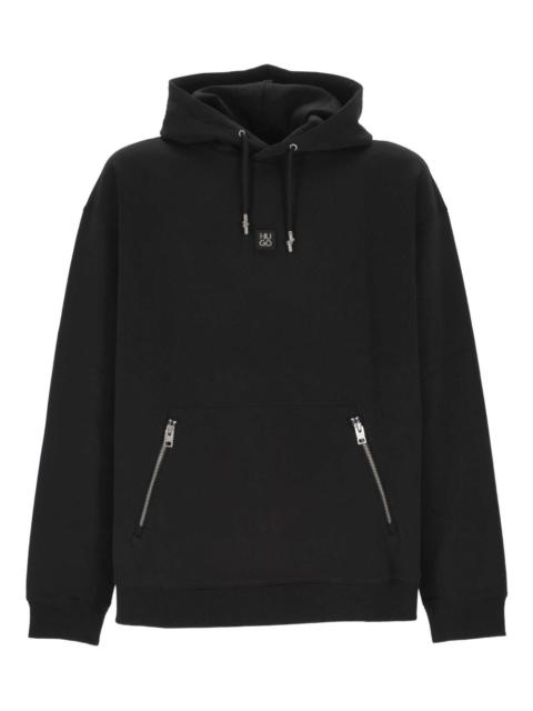 logo-plaque zip-pocket hoodie