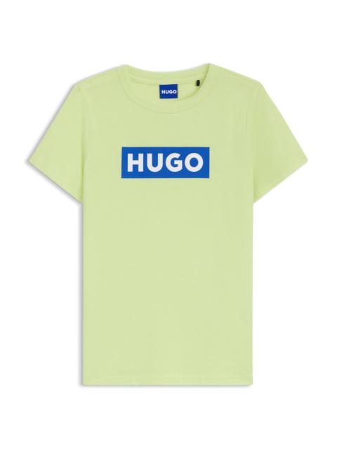 SLIM-FIT T-SHIRT IN COTTON WITH BLUE BOXED LOGO
