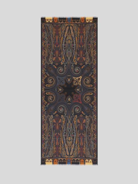 PRINTED WOOL AND SILK SCARF