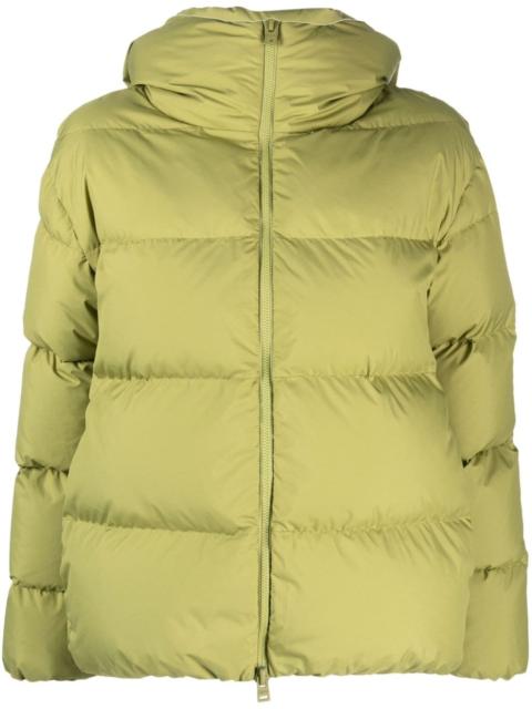 zip-up hooded down jacket
