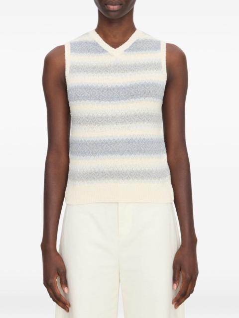 striped V-neck vest