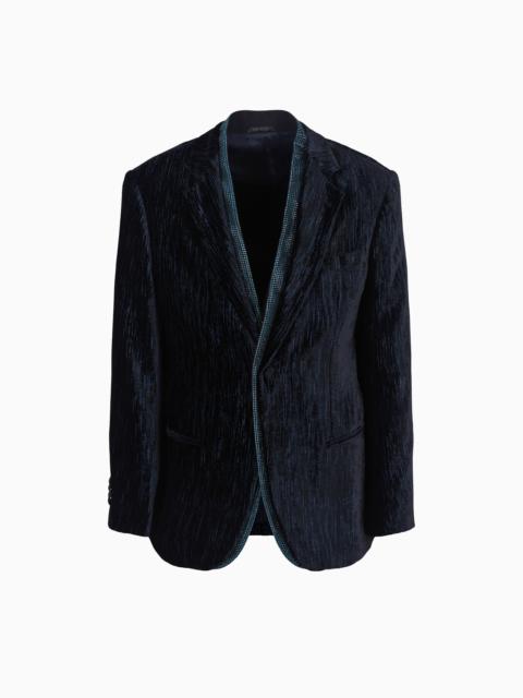 Soho line single-breasted tuxedo jacket in rhinestoned velvet
