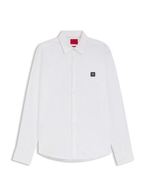 SLIM-FIT SHIRT IN COTTON POPLIN WITH LOGO STRIPE