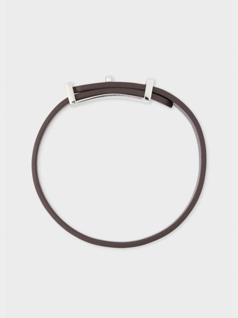 Brown Signature Buckle Leather Bracelet