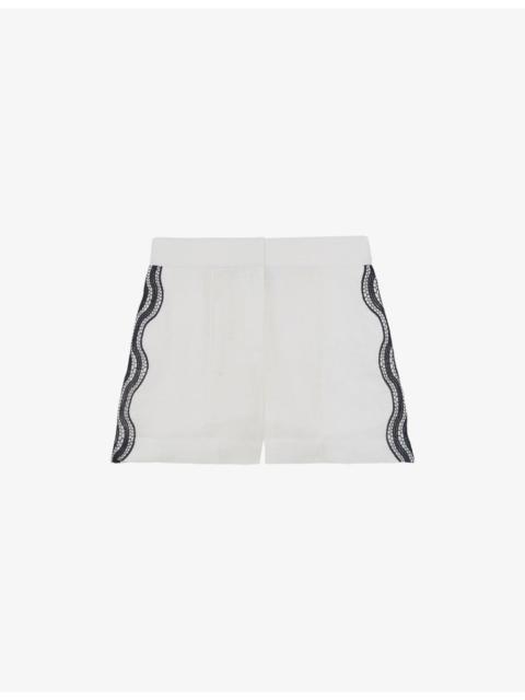 Felicity Scallop-Edge Linen Shorts