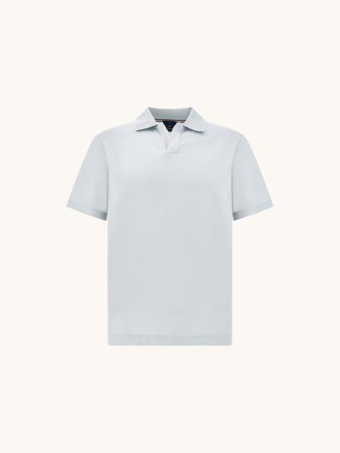 OPEN‑COLLAR POLO SHIRT IN AQUA TOUCH COTTON