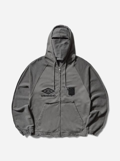 Royal Arms Zip Masked Hoodie Smock Grey