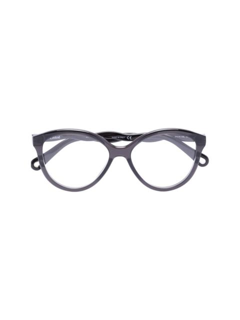 wave-arm round-frame glasses