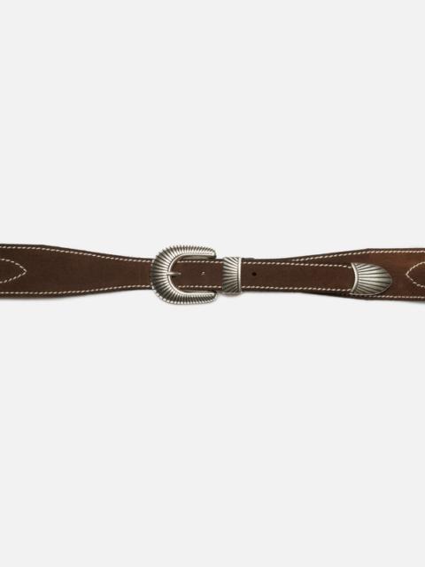 Western Ranch Suede Belt Toffee Brown