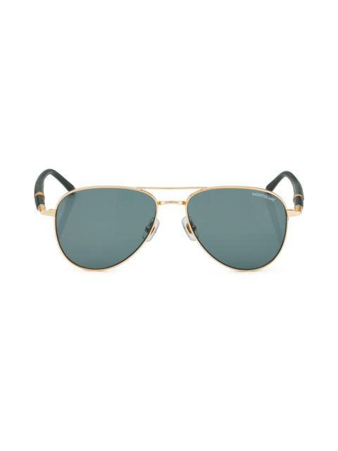 Squared Sunglasses with Gold-Colored Metal Frame
