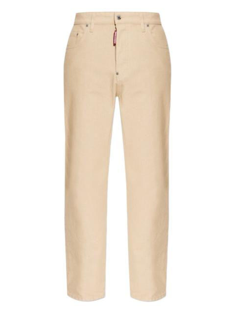 zip-up back-patch trousers