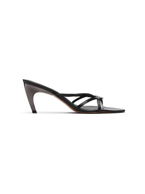 Black & Silver Low Strap Heeled Sandals