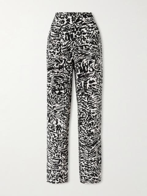 Aviva Printed Silk Crepe De Chine Wide-leg Pants