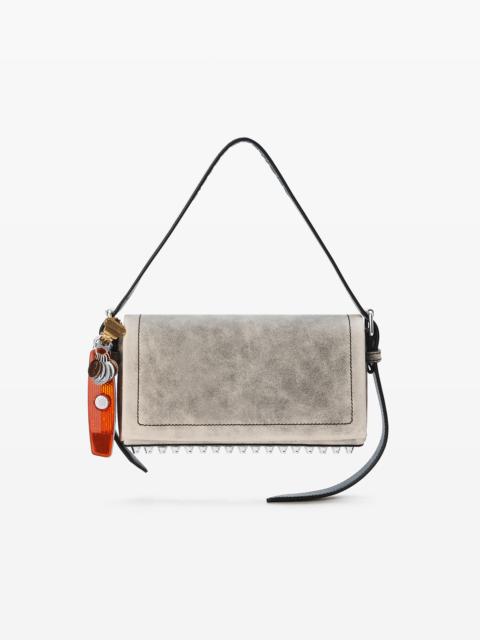 Black Crackle Leather Ricco Slim Flap Bag