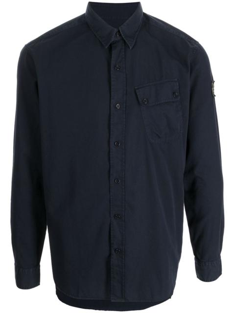 flap-pocket cotton shirt