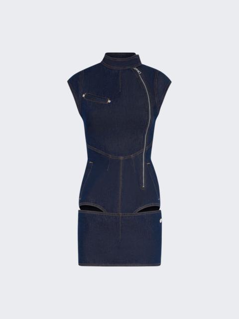 Zipped Denim Dress Indigo Blue