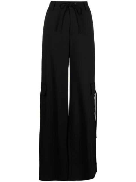 high-waist side-slit cargo trousers