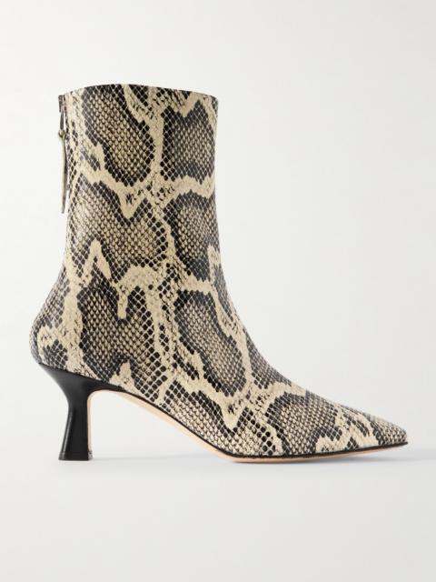 Elina Snake-effect Leather Ankle Boots