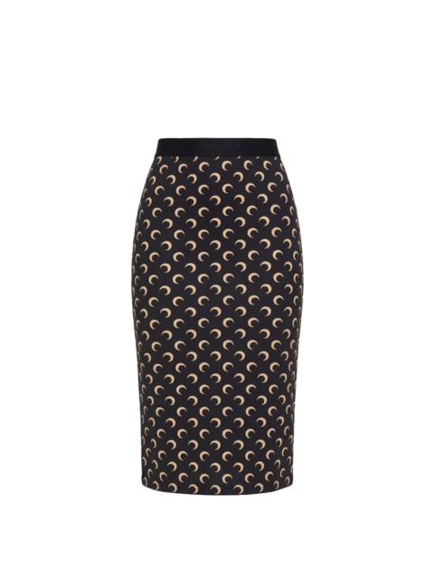 MOON PRINTED JERSEY KNEE LENGTH SKIRT