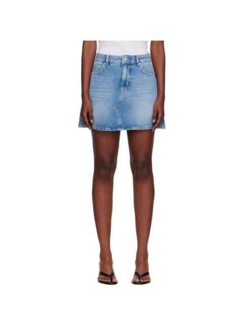 Blue A-Line Denim Miniskirt