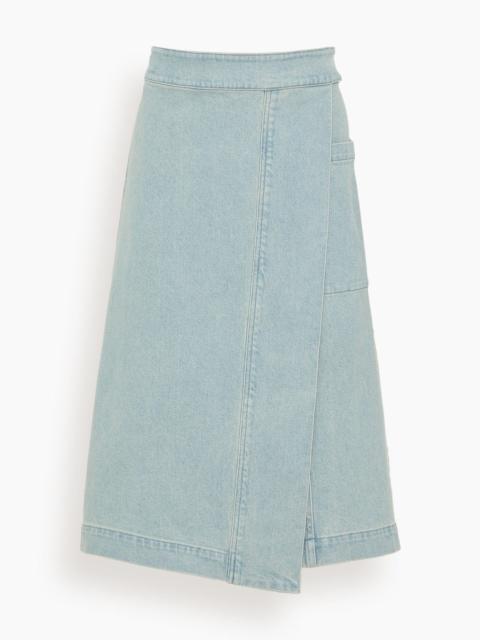 Iris Wrap Skirt in Grey Indigo