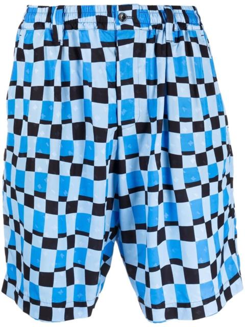 checked knee-length shorts