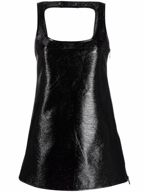 sleeveless vinyl mini dress