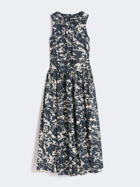 Printed cotton dress with belt - ULTRAMARINE