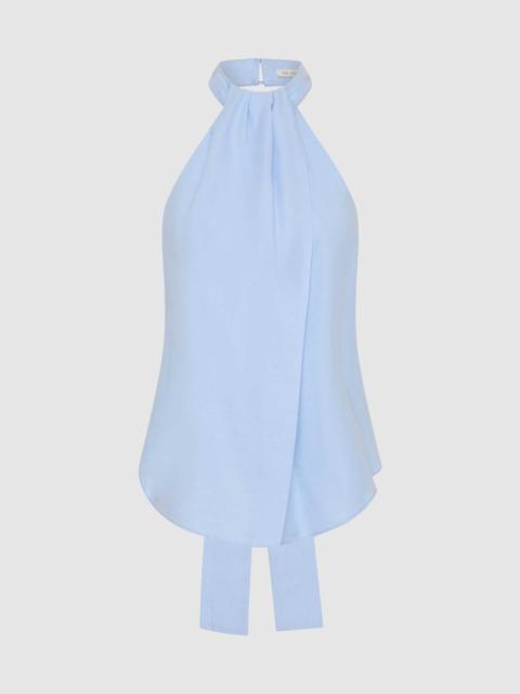 Oxford Halter Tie Back Top - Ciel Blue