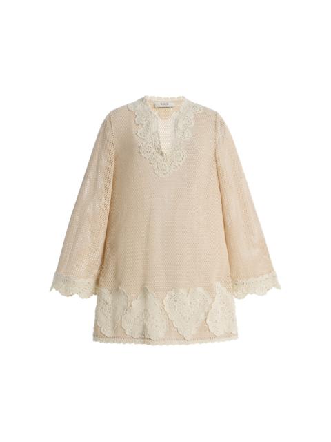 Madelyn Crocheted Cotton Tunic ivory