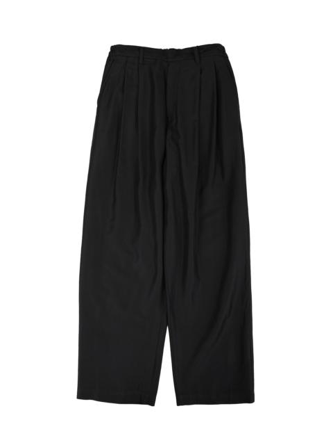 Wool Silk Wide Easy Trouser Black
