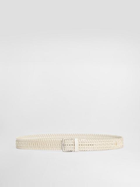 Woven leather belt