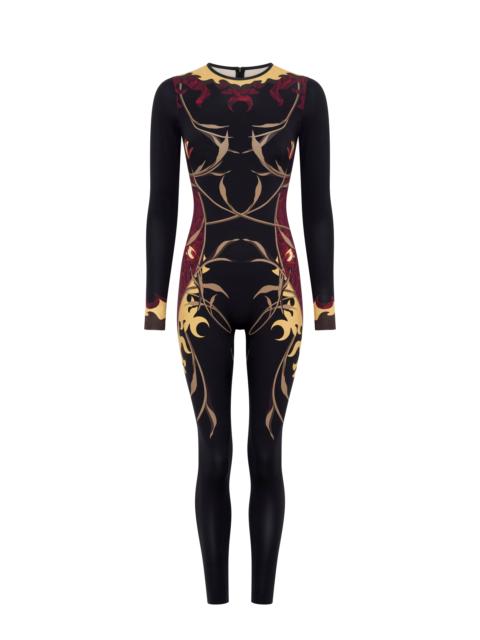 Flowers printed jersey catsuit