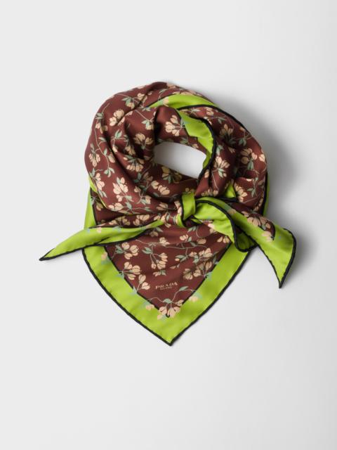 Printed silk twill scarf
