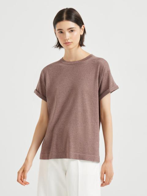 Sparkling cashmere and silk lightweight knit T-shirt