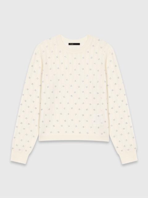 Rhinestone-front cardigan