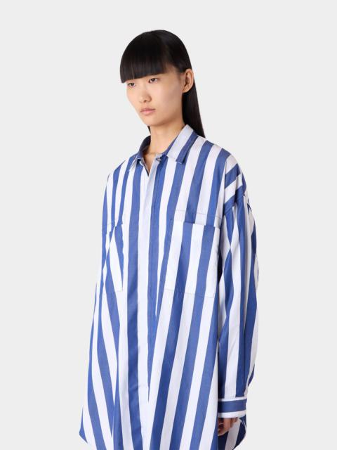 MEGA OVER SHIRT / dark blue & optical white stripes