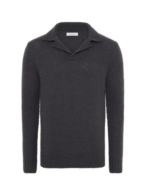 Aled Knit Polo in Charcoal Cashmere