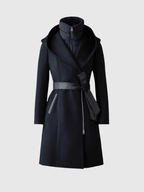 SHIA-SLB 2-in-1 double-face wool coat with removable bib