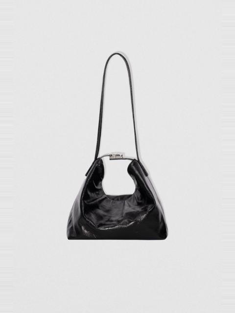 Bea Black Creased Leather Hobo Bag