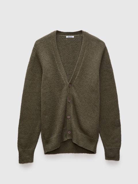 Classic Cardigan in Olive Boucle