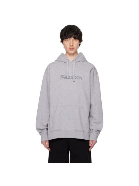 JW Anderson Gray Logo Embroidery Hoodie | REVERSIBLE