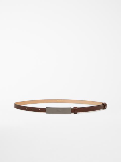 NEWPLATE15 Branded plaque-adorned leather belt