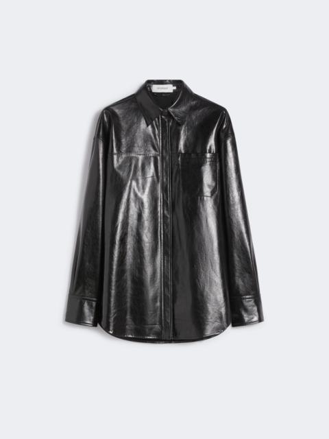 Oversized nappa leather shirt - BLACK