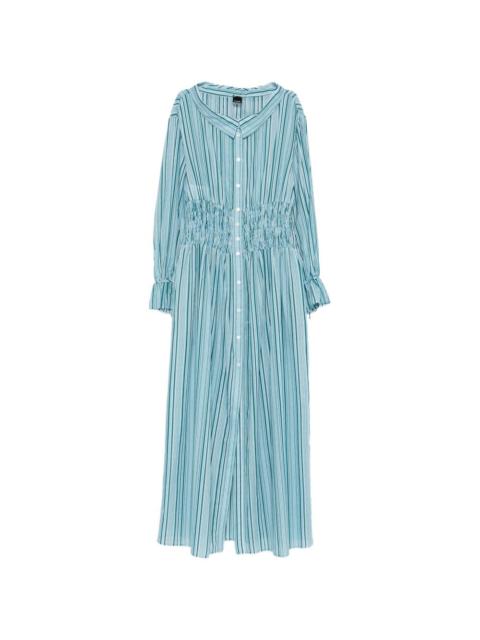 striped ruffle maxi dress