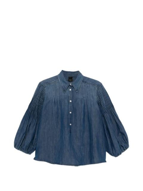 button pleated blouse