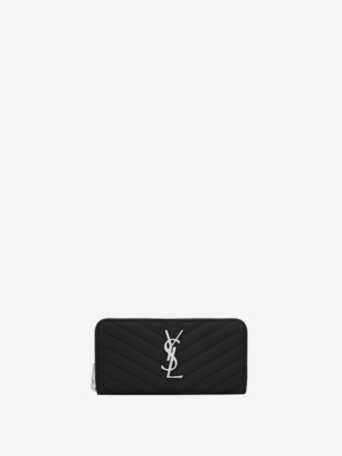 cassandre saint laurent matelassé zip around wallet in grain de poudre embossed leather