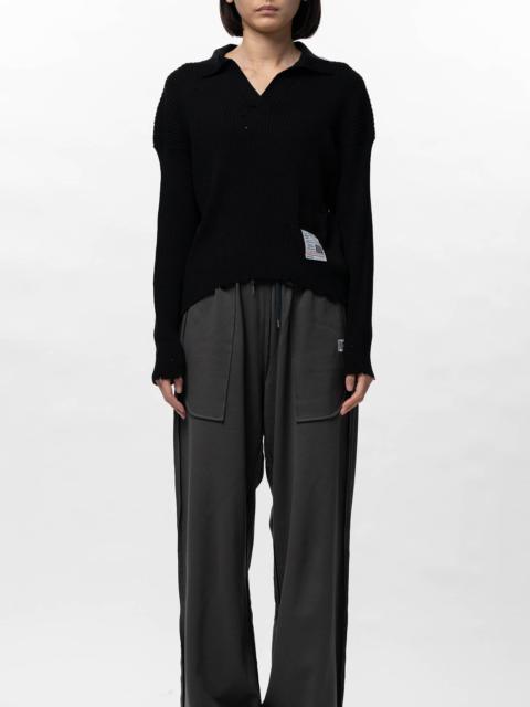 Distressed Knit Skipper Sweater