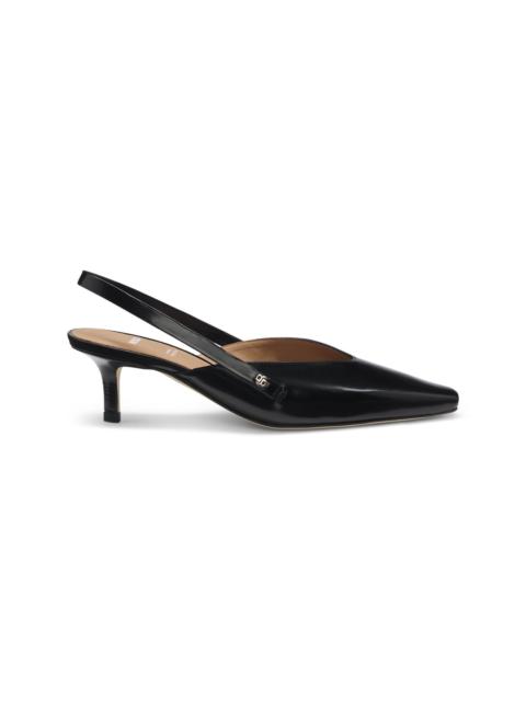SLINGBACK PUMPS IN POLISHED LEATHER